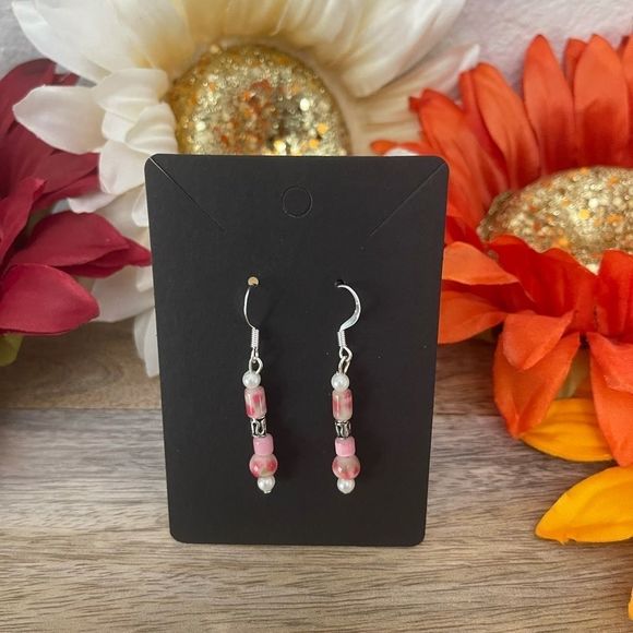 Glass Bead Handmade Earrings NWOT - Picture 1 of 2